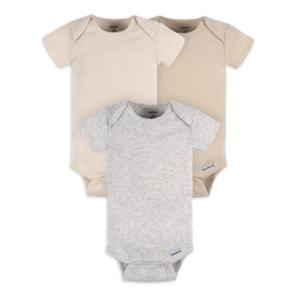 Gerber Baby Neutral Short Sleeve Onesies, 3-Pack